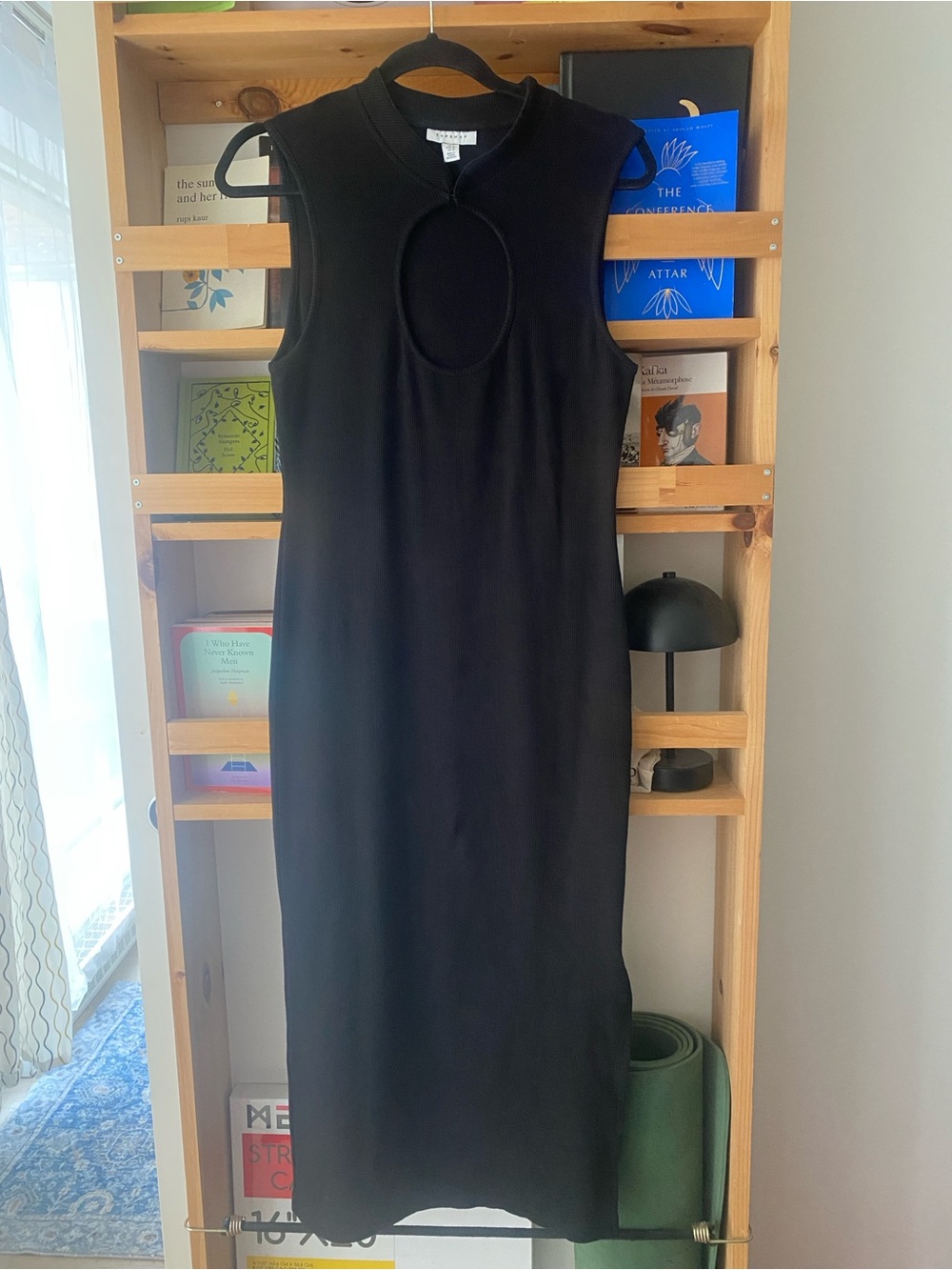 Topshop Black Sleeveless Keyhole Midi Dress - size 10 US - Picture 2 of 11